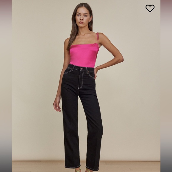 Reformation Lucrezia Silk Spaghetti Strap Top - Hot Pink - Picture 2 of 7